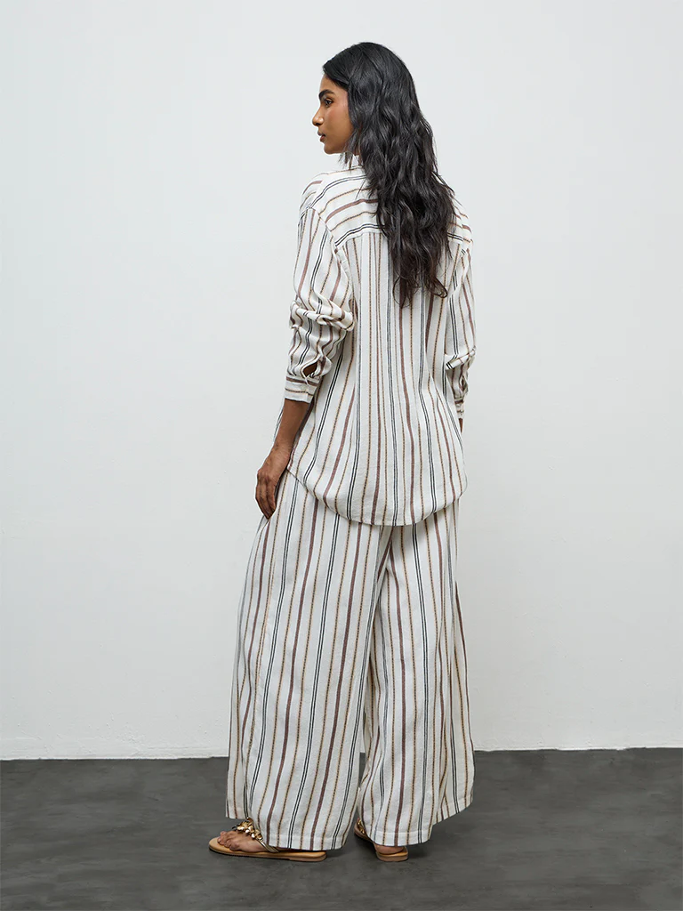 LOV Off-White Striped High-Rise Pants - Image 4