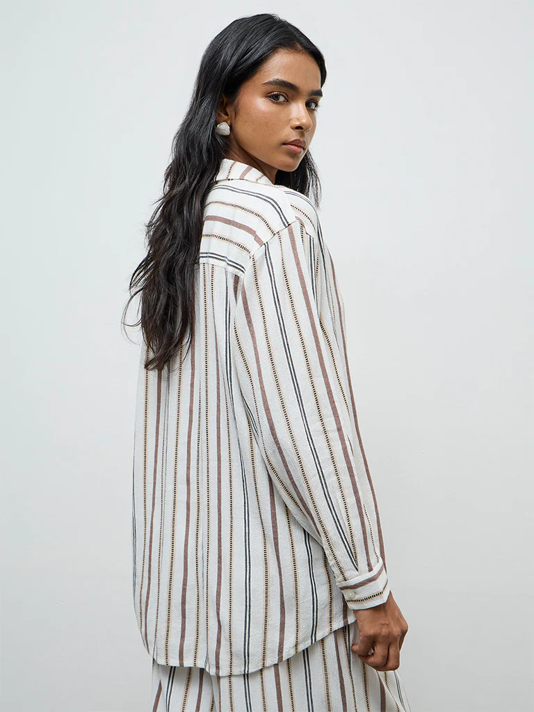 LOV Off-White Striped Shirt - Image 4
