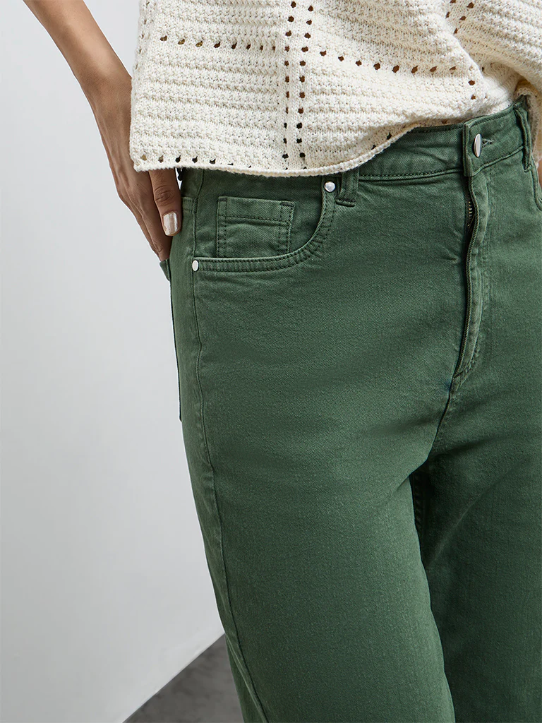 LOV Olive Solid High-Rise Jeans - Image 3