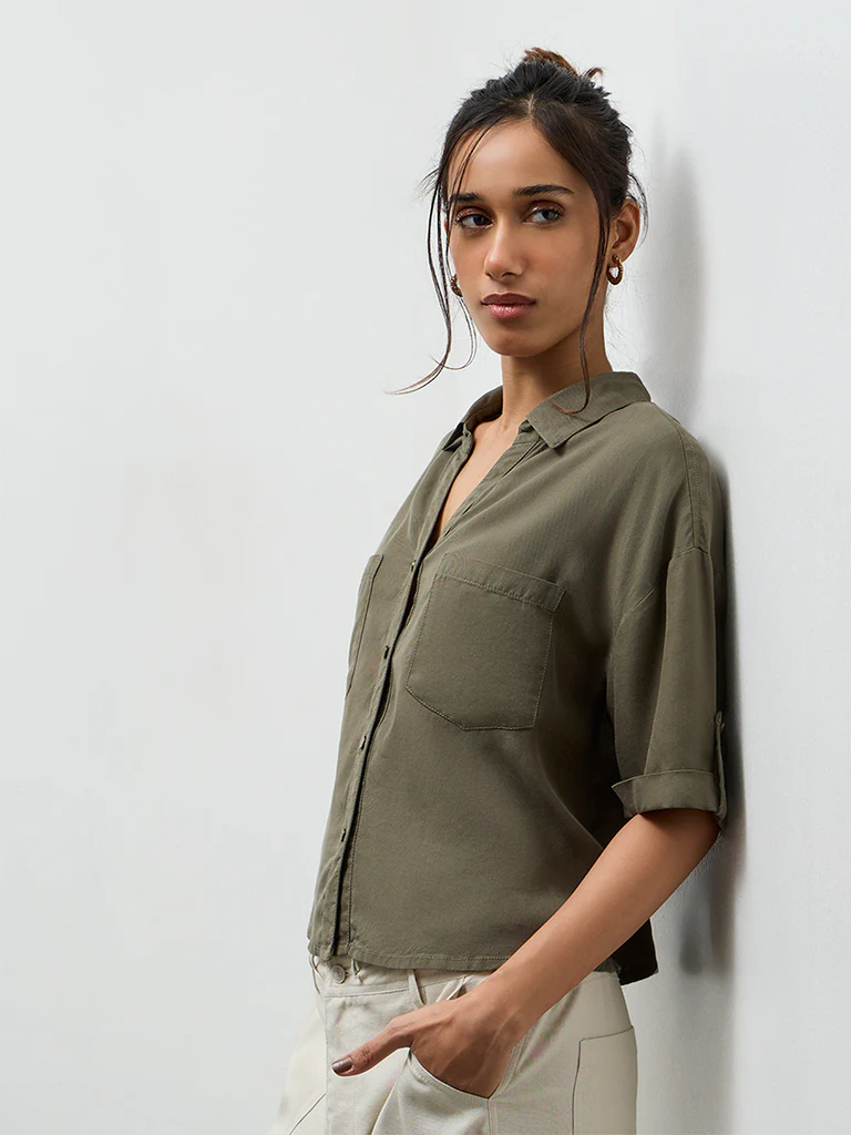 LOV Olive Solid Shirt - Image 2