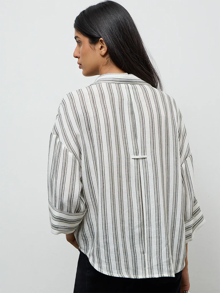 LOV Olive Striped Shirt - Image 4
