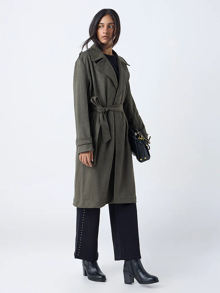 LOV Olive Suede Jacket with Belt