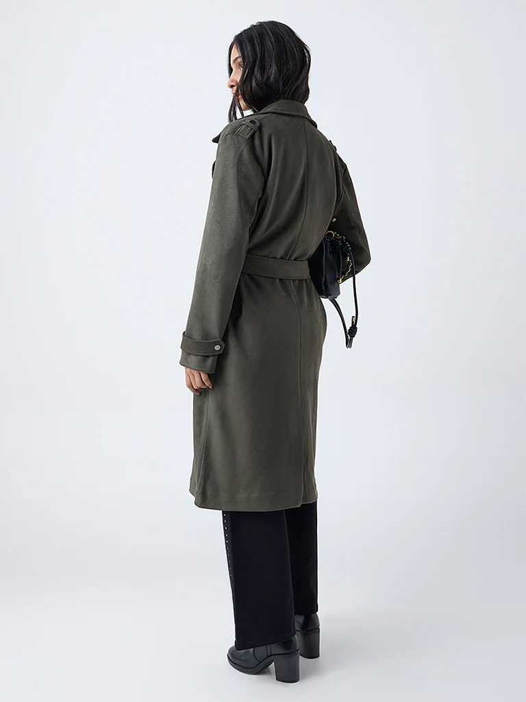 LOV Olive Suede Jacket with Belt - Image 4