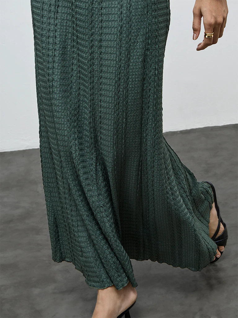 LOV Olive Textured High-Rise Skirt - Image 3