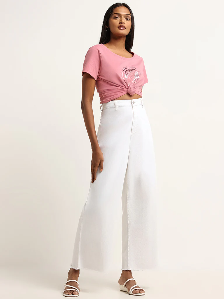 LOV Pink Printed Cotton T-Shirt - Image 3