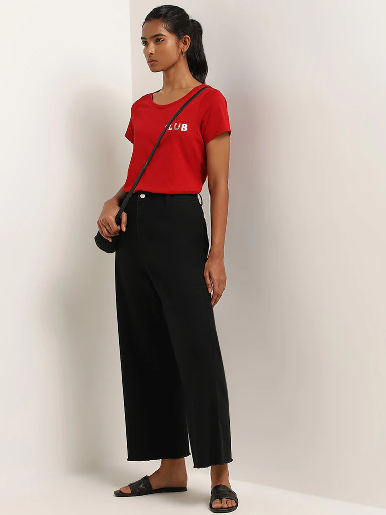 LOV Red Printed Cotton T-Shirt - Image 3