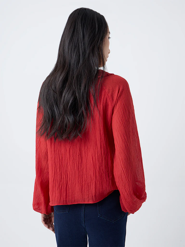 LOV Red Ruffle Detailed Top - Image 4