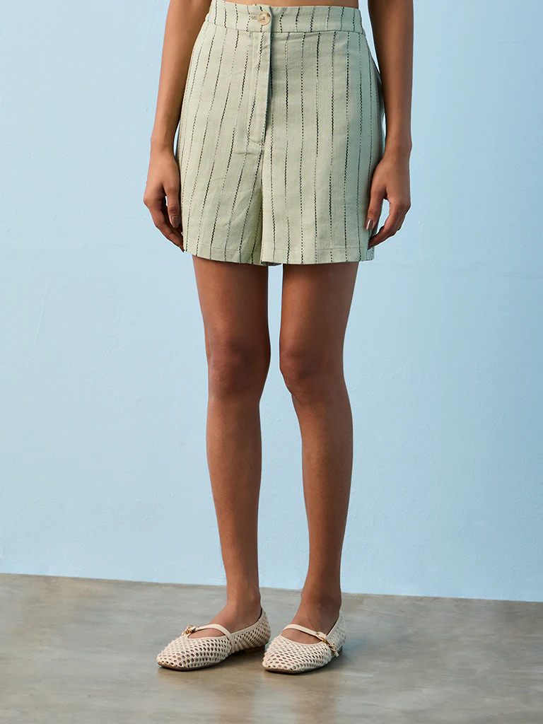 LOV Sage Embroidered High-Rise Shorts - Image 2