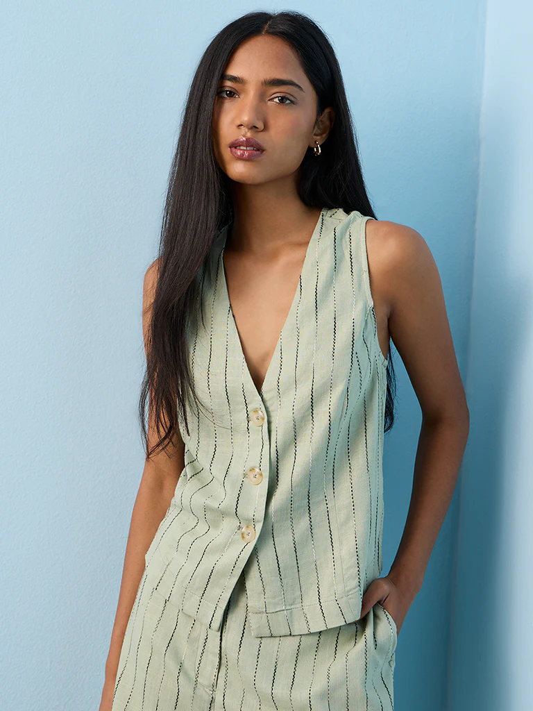 LOV Sage Embroidered Waistcoat - Image 2
