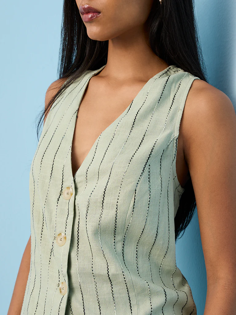 LOV Sage Embroidered Waistcoat - Image 3