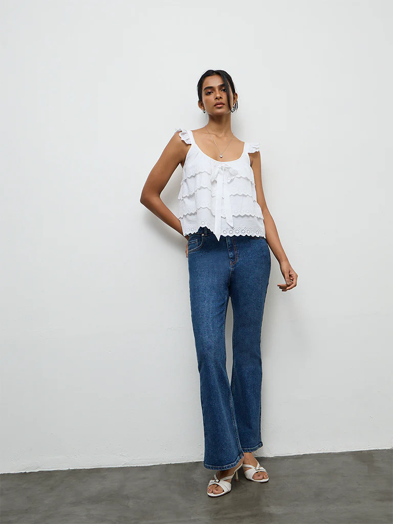 LOV White Broderie Anglaise Top