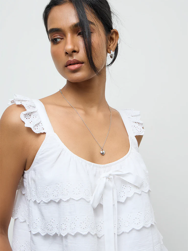 LOV White Broderie Anglaise Top - Image 3