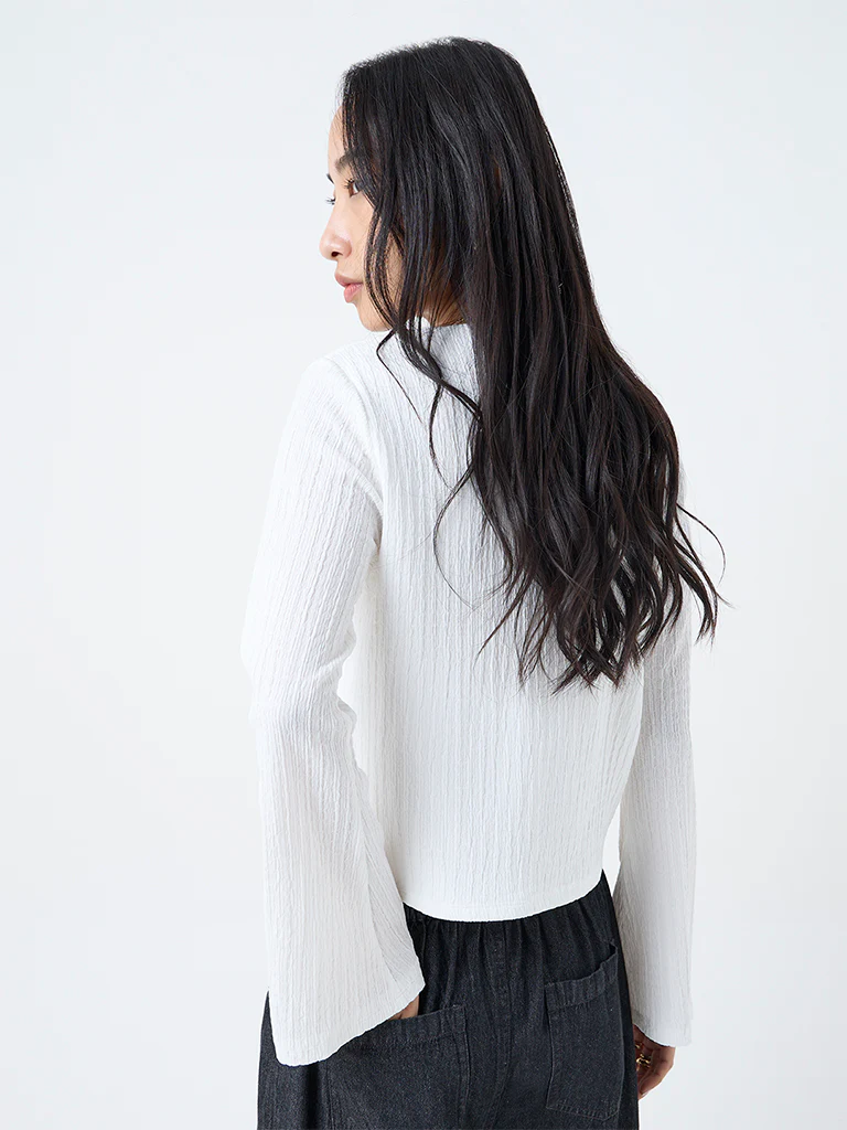 LOV White Crinkle-Textured Top - Image 4
