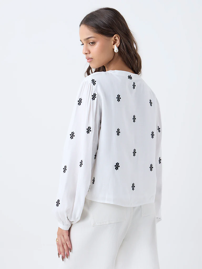 LOV White Embroidered Blouse - Image 4