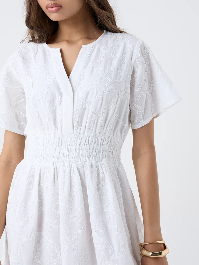 LOV White Embroidered Tiered Dress - Image 3