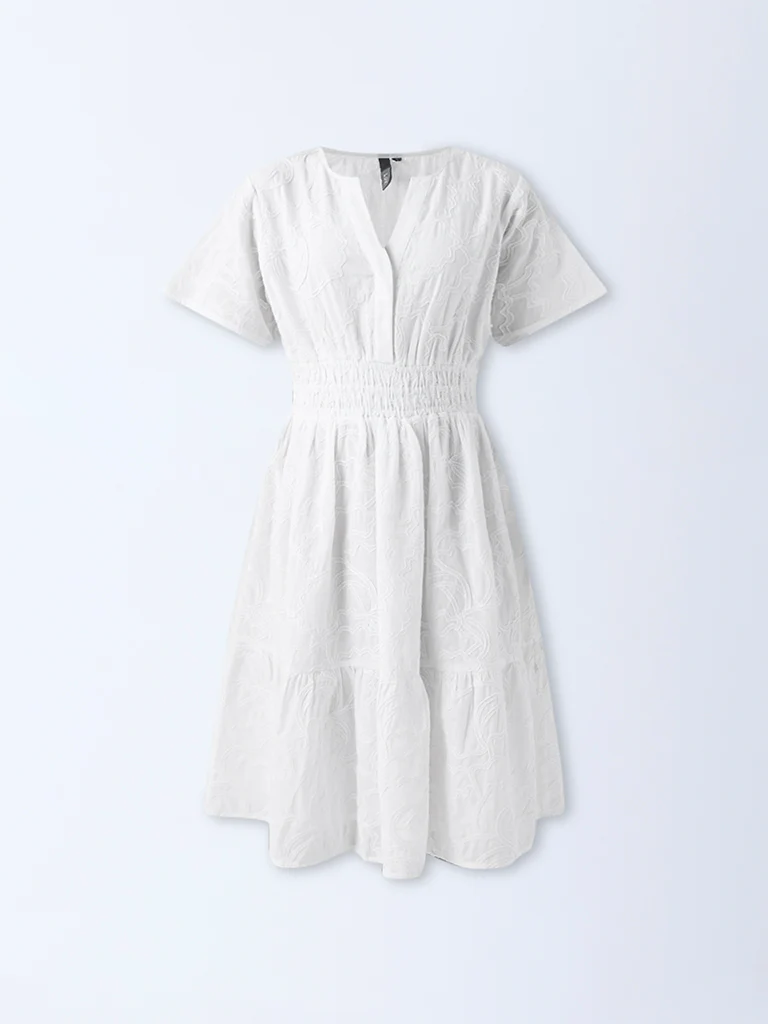LOV White Embroidered Tiered Dress - Image 5
