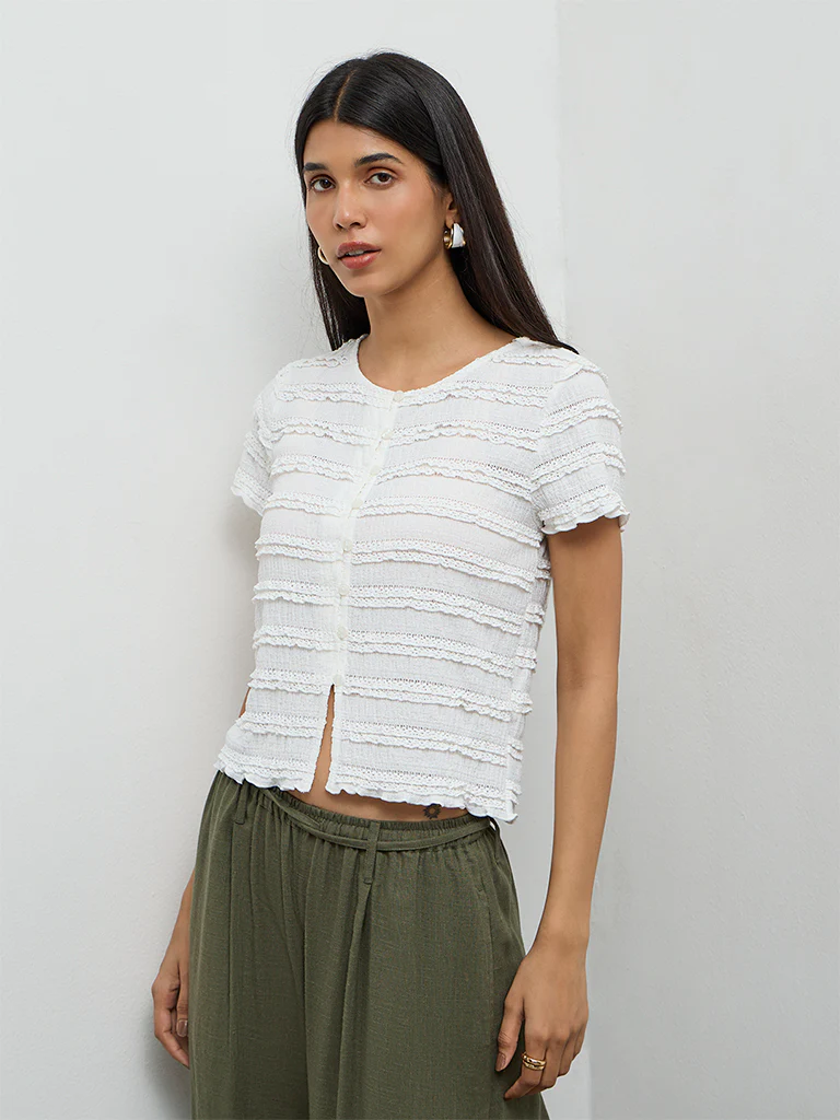 LOV White Embroidered Top