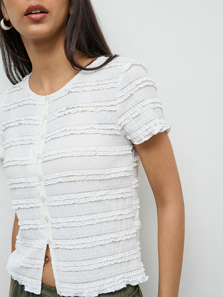 LOV White Embroidered Top - Image 3
