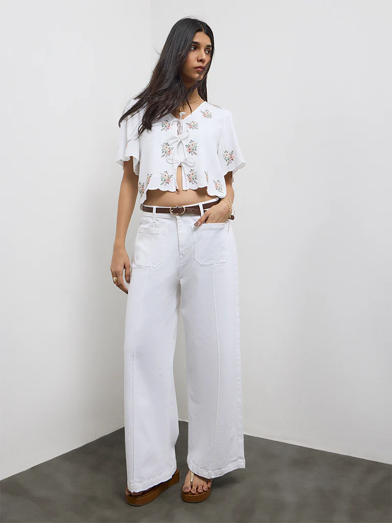 LOV White Floral Embroidered Top - Image 2