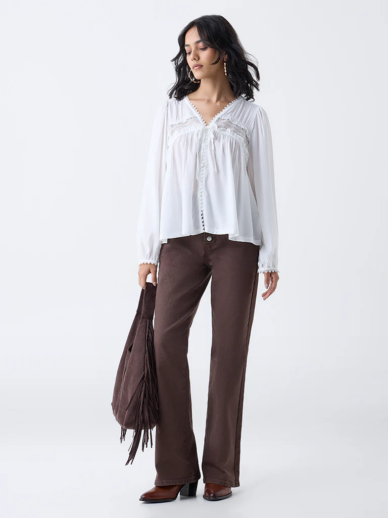 LOV White Lace-Detailed Blouse-Online Exclusive - Image 2