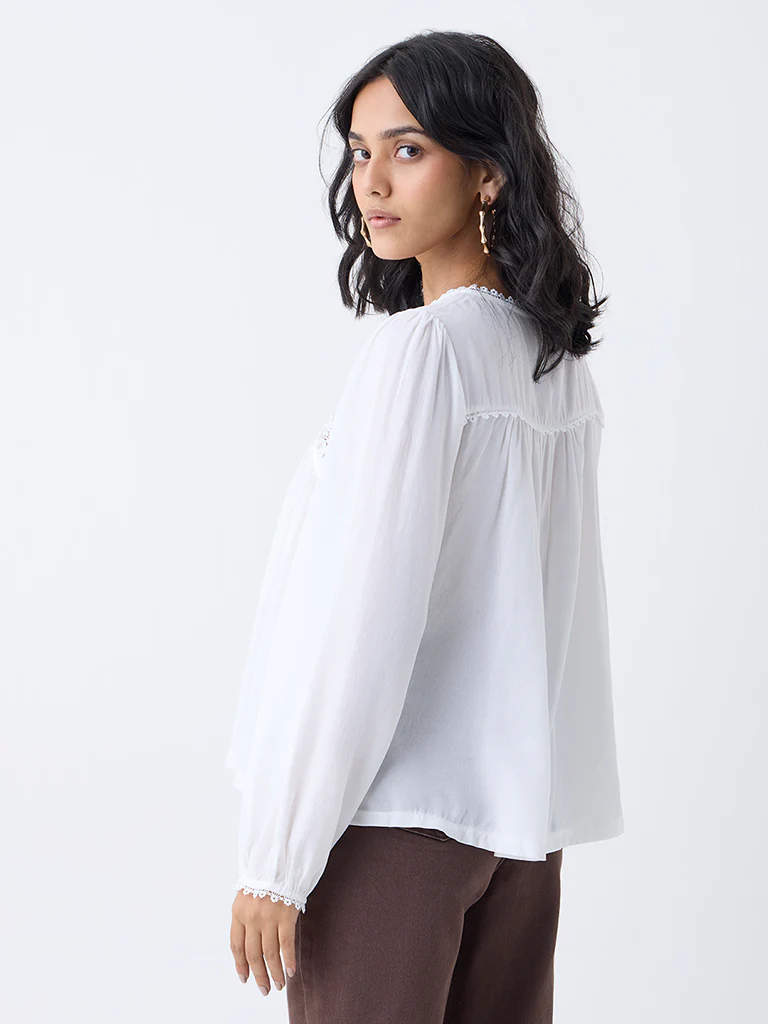 LOV White Lace-Detailed Blouse-Online Exclusive - Image 4