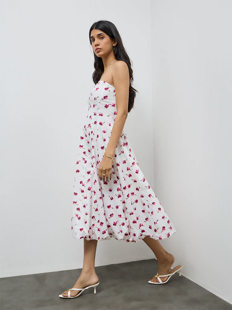 LOV White Printed Off-Shoulder Dress - Image 2