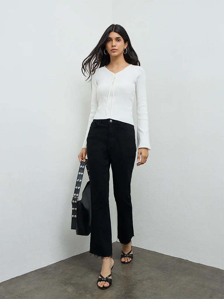 LOV White Ribbed-Textured Top - Image 2