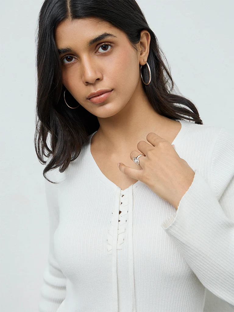 LOV White Ribbed-Textured Top - Image 3