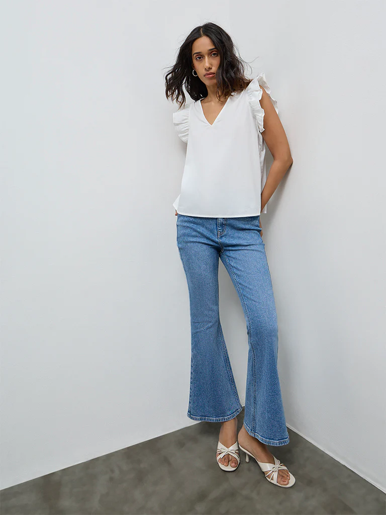 LOV White Solid Cotton Top - Image 2