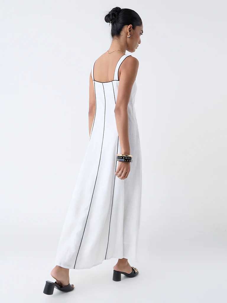 LOV White Striped A-Line Dress - Image 4