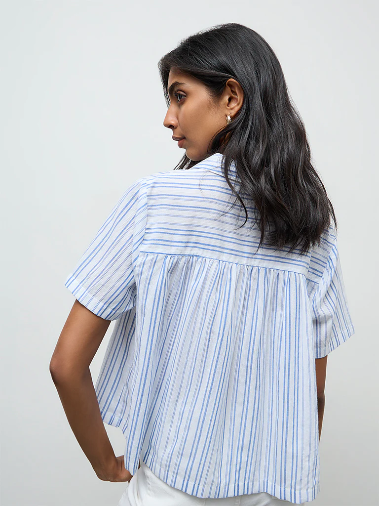 LOV White Striped Cotton Blouse - Image 4