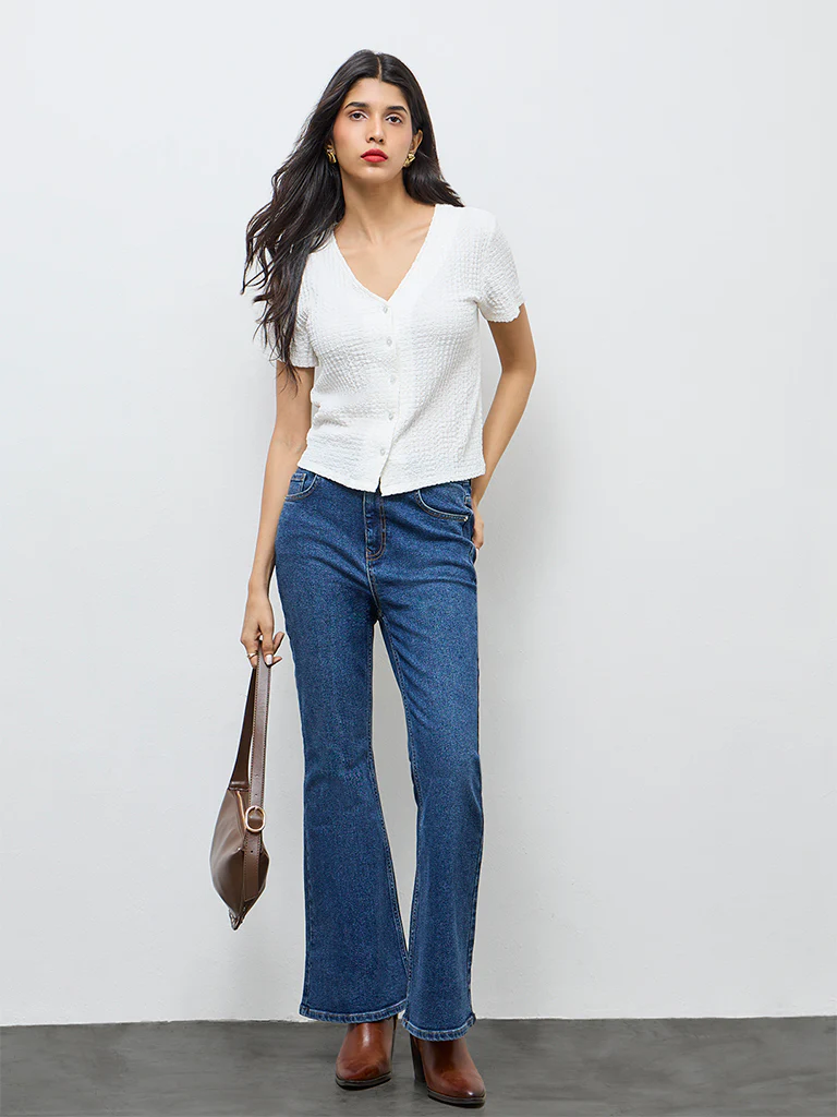 LOV White Textured Top