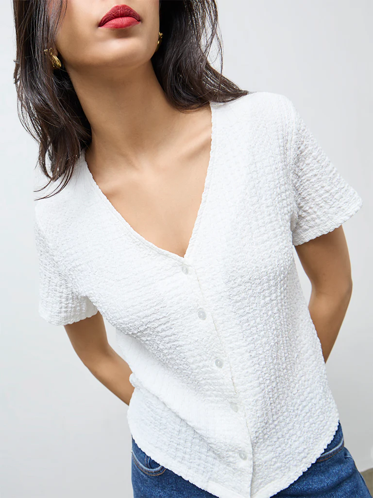 LOV White Textured Top - Image 3