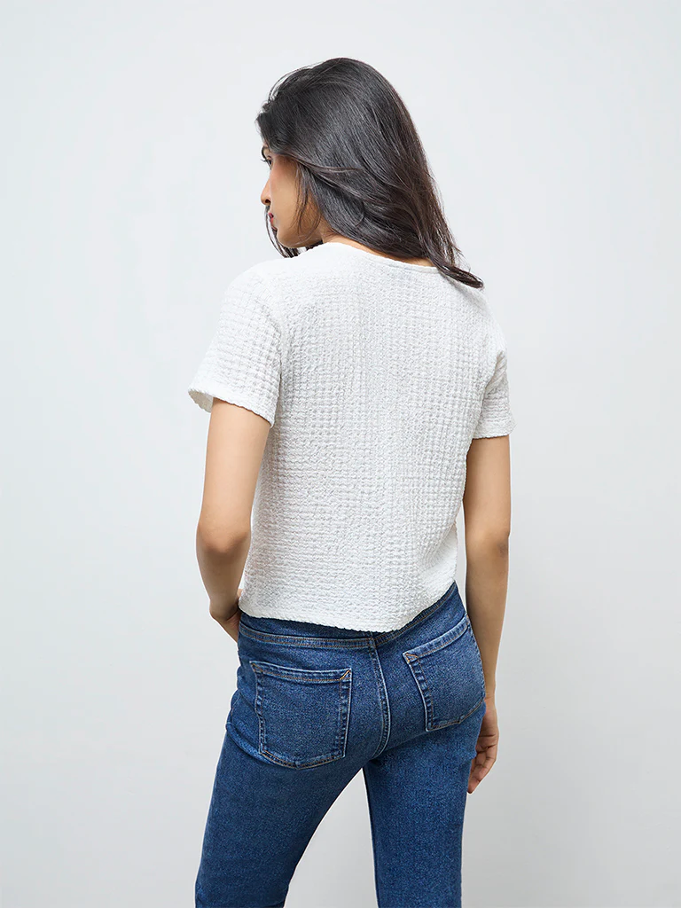 LOV White Textured Top - Image 4