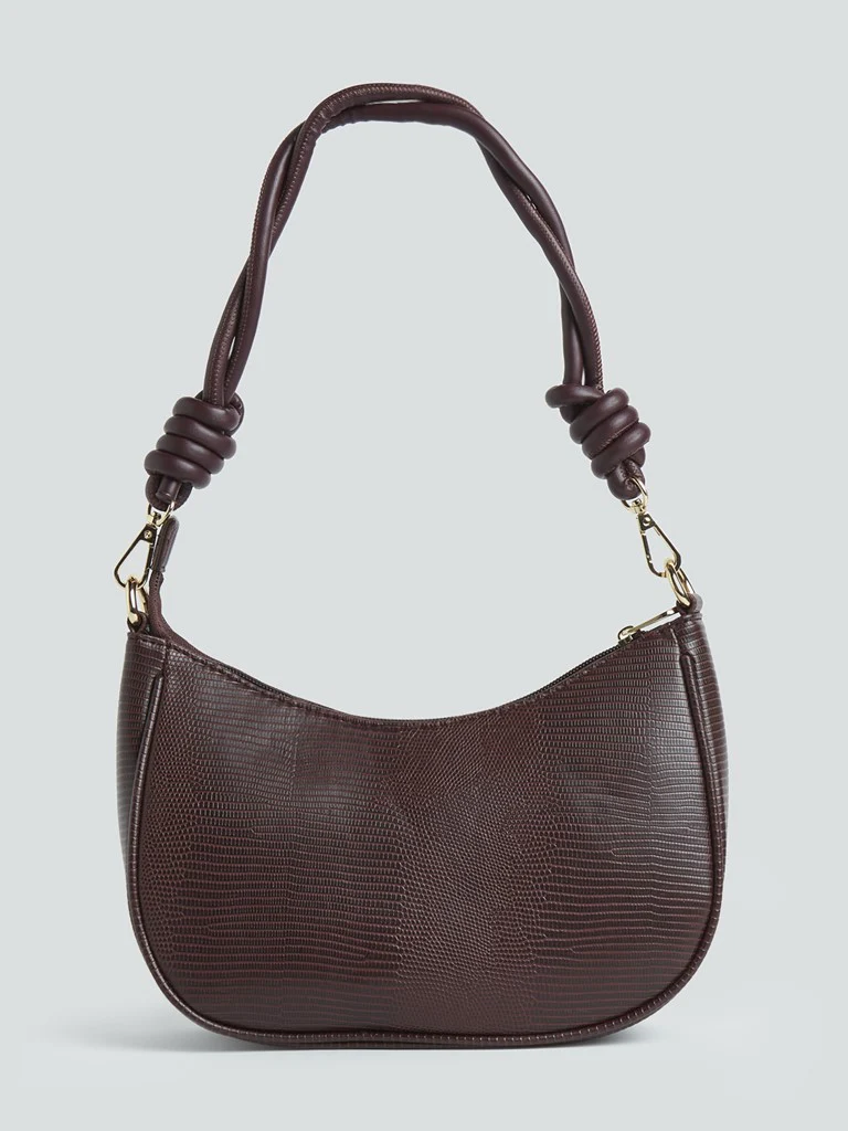 LOV Wine Croc-Textured Shoulder Bag - Image 2