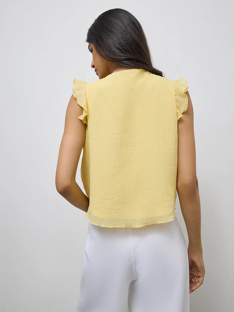 LOV Yellow Ruffle-Detailed Top - Image 4