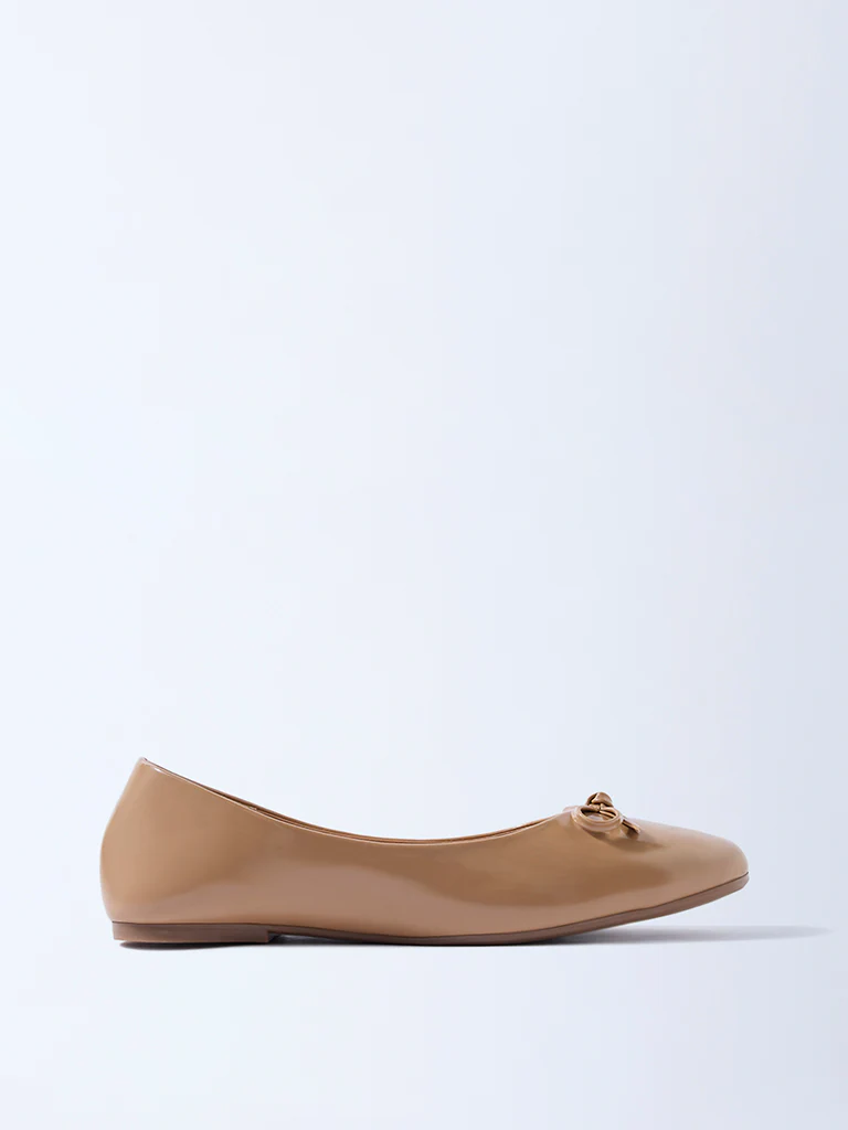 LUNA BLU Beige Bow-Detailed Ballerina