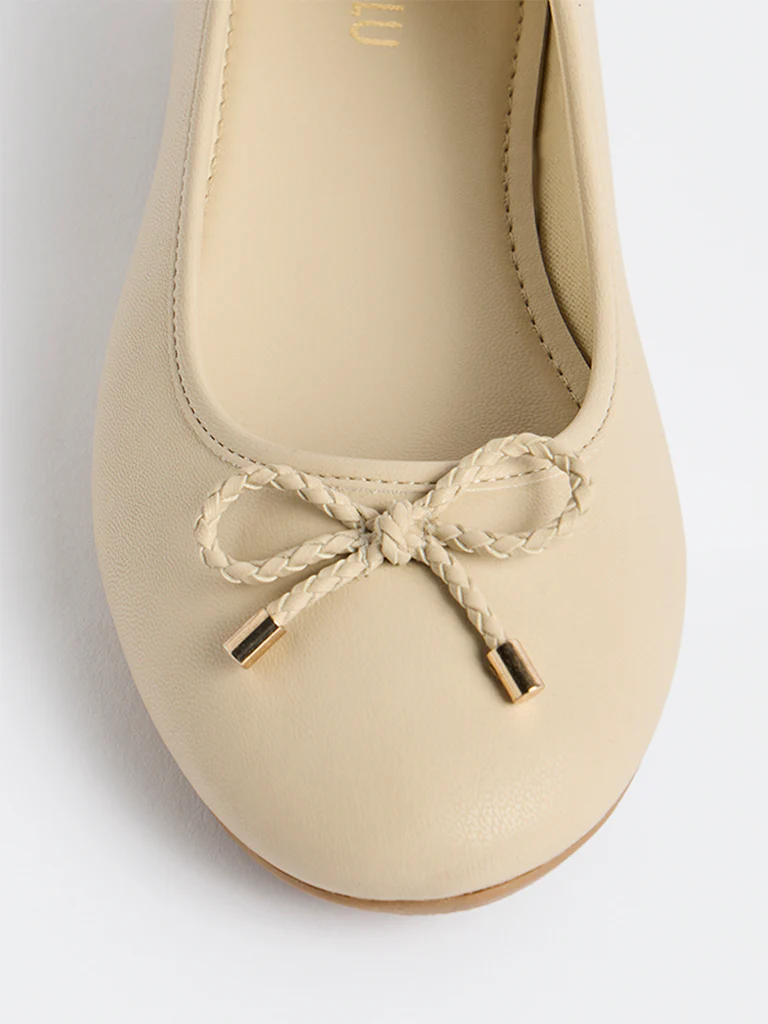 LUNA BLU Beige Bow Detailed Ballerinas - Image 4