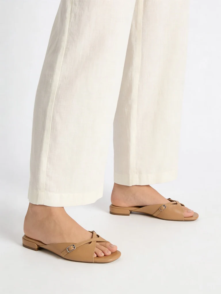 LUNA BLU Beige Buckle Detailed Sandals