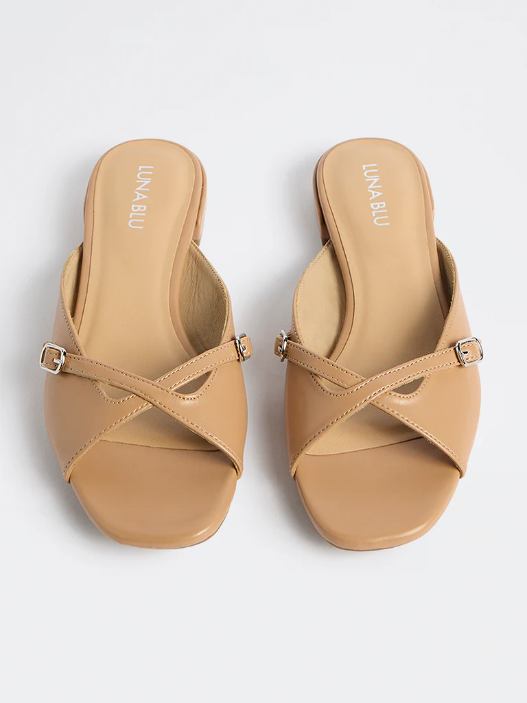 LUNA BLU Beige Buckle Detailed Sandals - Image 2