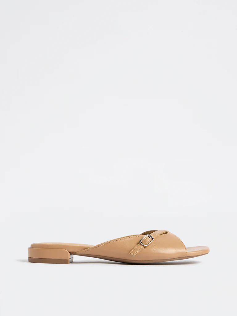LUNA BLU Beige Buckle Detailed Sandals - Image 3