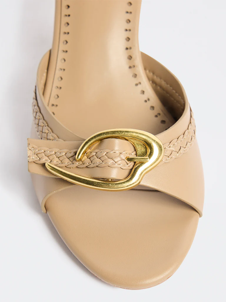 LUNA BLU Beige Buckle-Detailed Sandals - Image 3