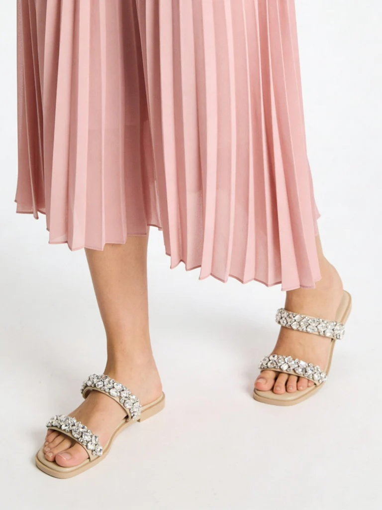 LUNA BLU Beige Diamante Dual-Strap Slides - Image 2