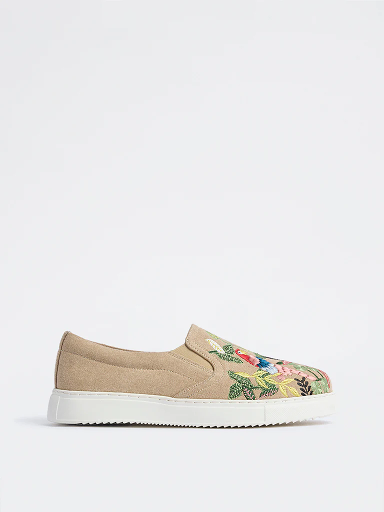LUNA BLU Beige Embroidered Loafers - Image 2
