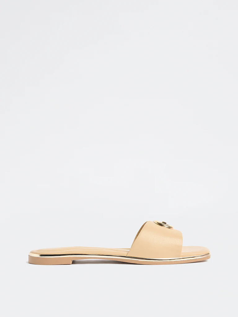 LUNA BLU Beige Hardware Detailed Slides - Image 3