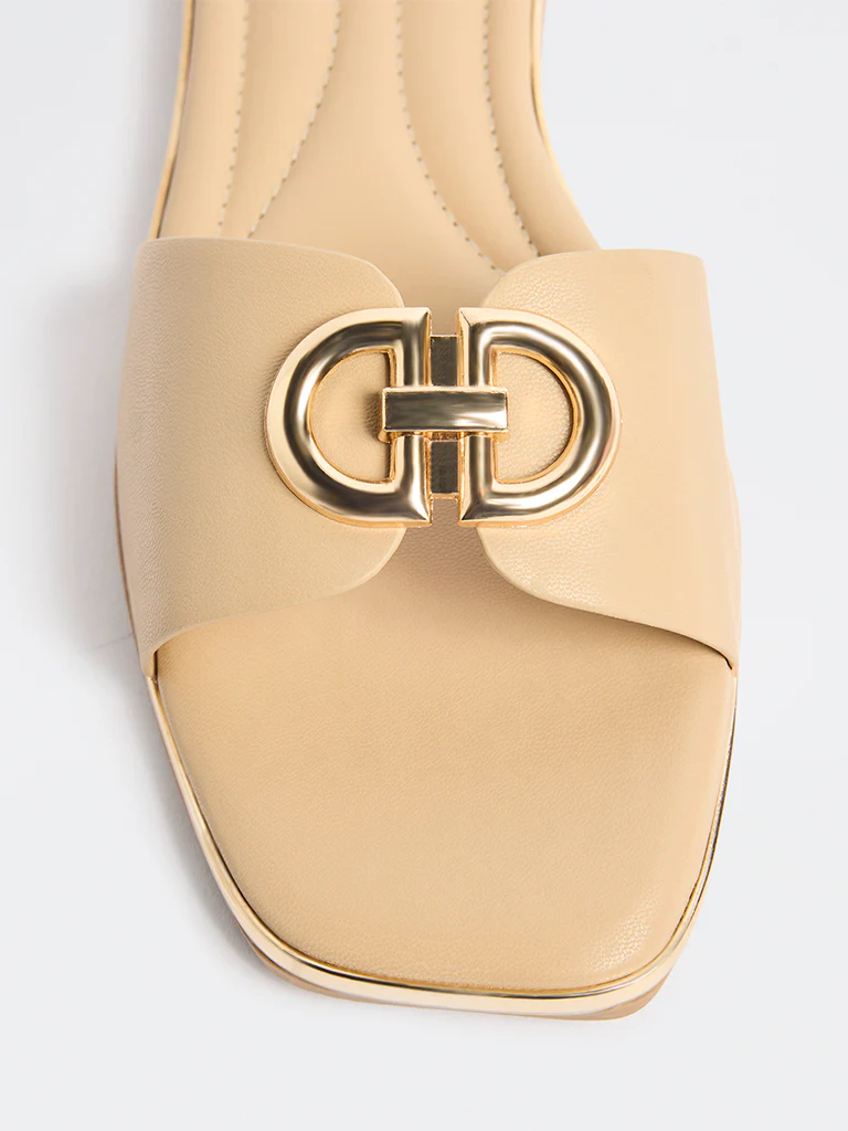 LUNA BLU Beige Hardware Detailed Slides - Image 4