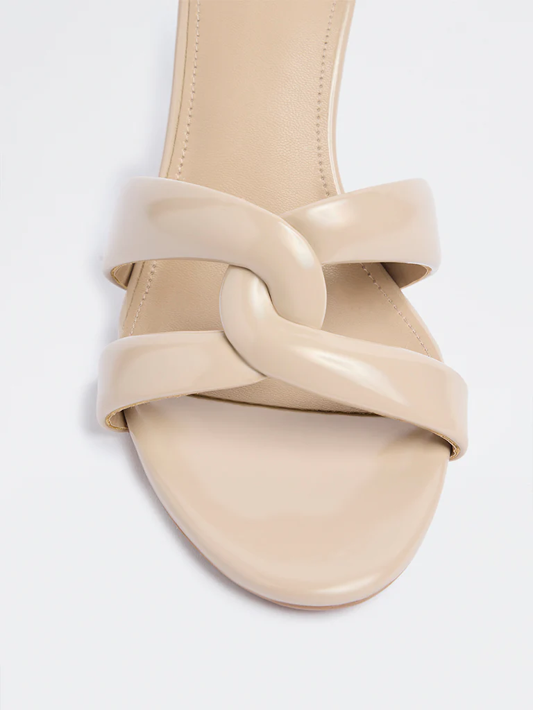 LUNA BLU Beige Mule Heel Sandals - Image 4