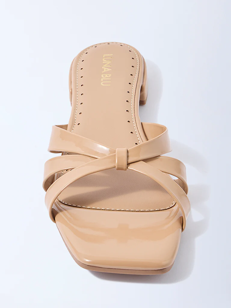LUNA BLU Beige Multi-Strap Slides - Image 3