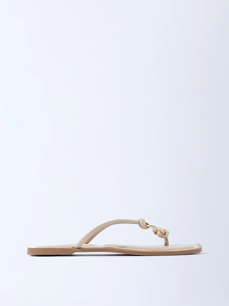 LUNA BLU Beige Ring-Detailed Slides - Exclusive - Image 2