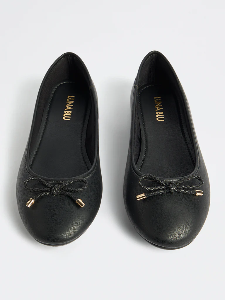 LUNA BLU Black Bow-Detailed Ballerinas - Image 3